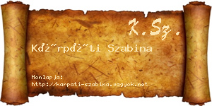 Kárpáti Szabina névjegykártya